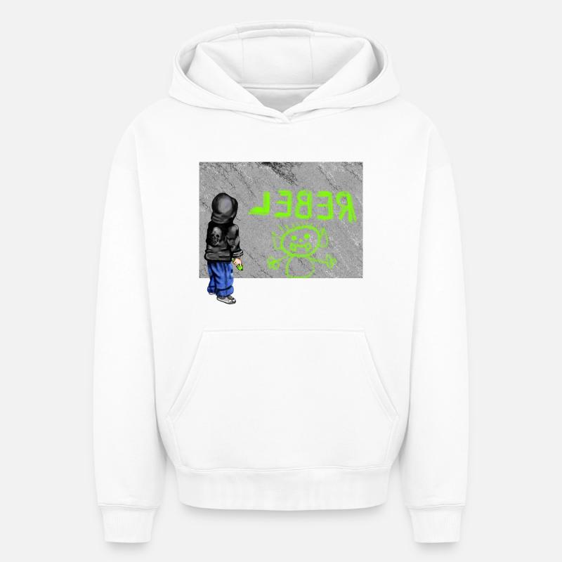 rebelle - Sweat à capuche unisexe oversize épais SPREAD - blanc