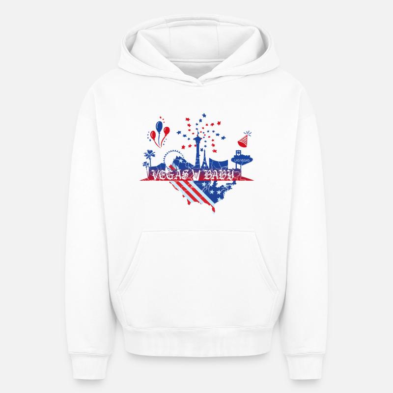 Bébé de Las Vegas - Sweat à capuche unisexe oversize épais SPREAD - blanc