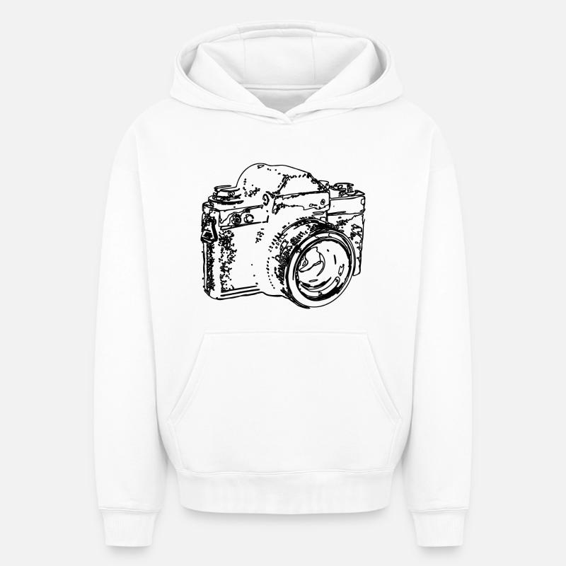 Ancienne caméra analogique - Sweat à capuche unisexe oversize épais SPREAD - blanc