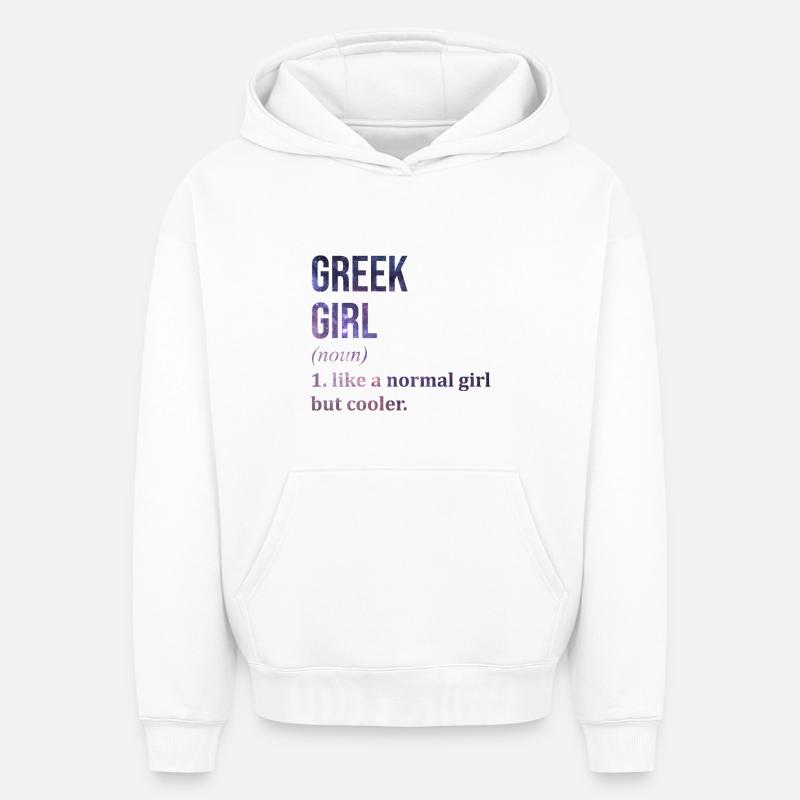 Grèce - Sweat à capuche unisexe oversize épais SPREAD - blanc