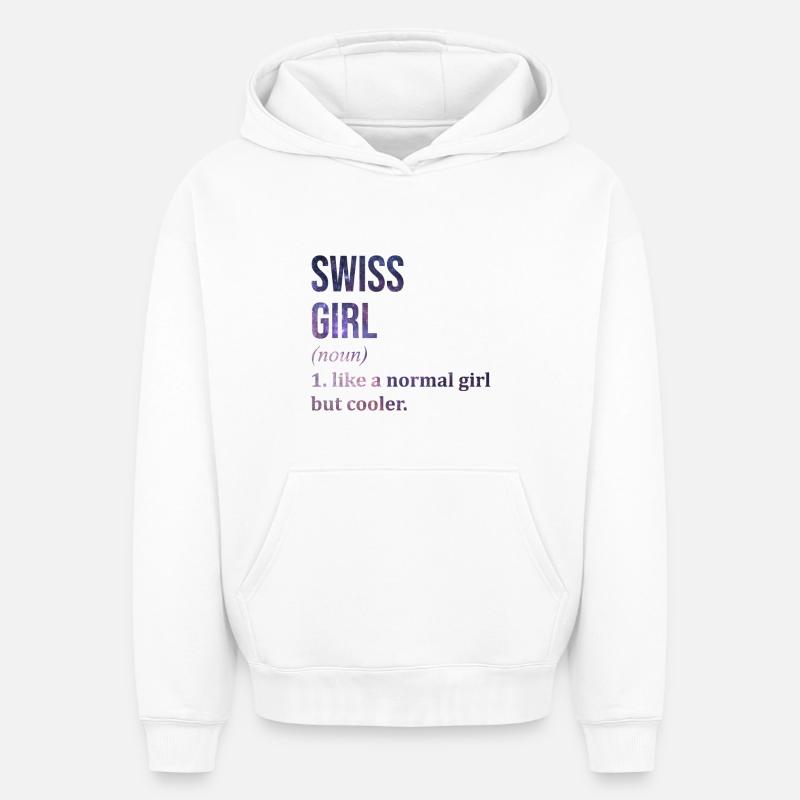 Suisse - Sweat à capuche unisexe oversize épais SPREAD - blanc
