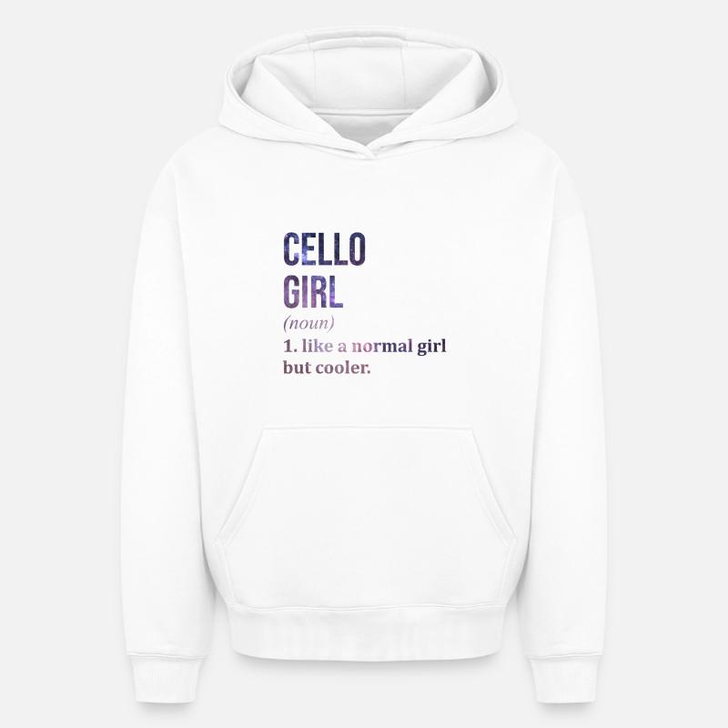 violoncelle - Sweat à capuche unisexe oversize épais SPREAD - blanc