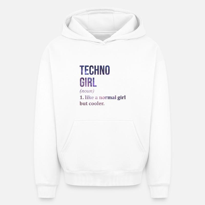 techno - Sweat à capuche unisexe oversize épais SPREAD - blanc