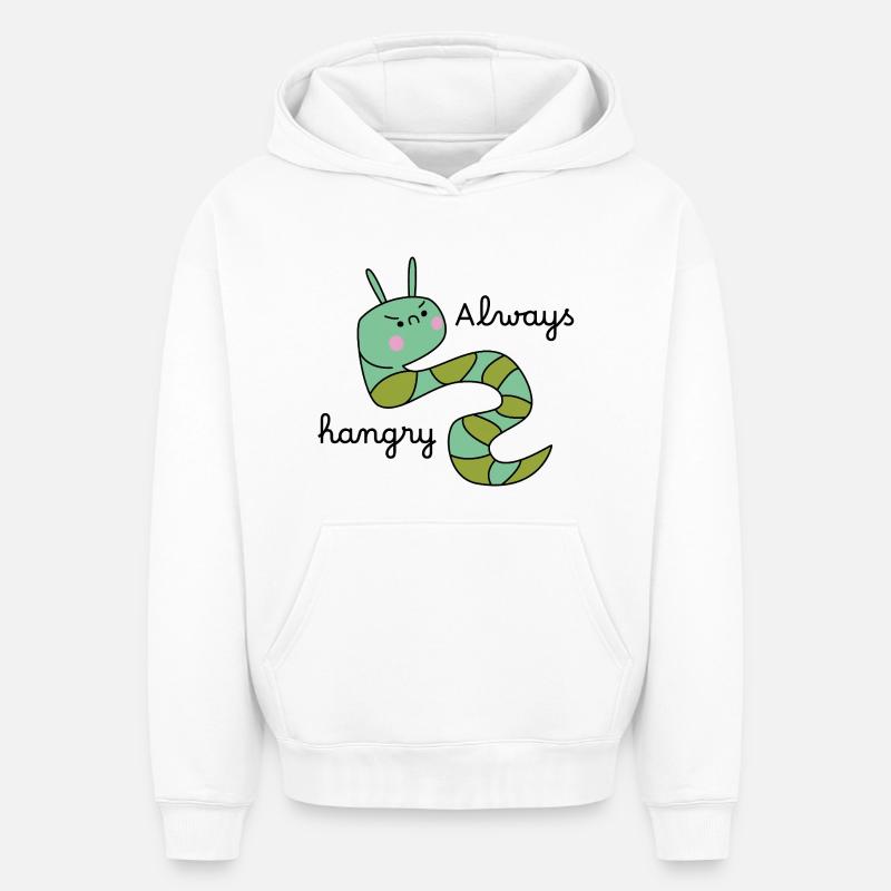 Grumpy Caterpillar – Lustige Cartoon-Raupe - Sweat à capuche unisexe oversize épais SPREAD - blanc