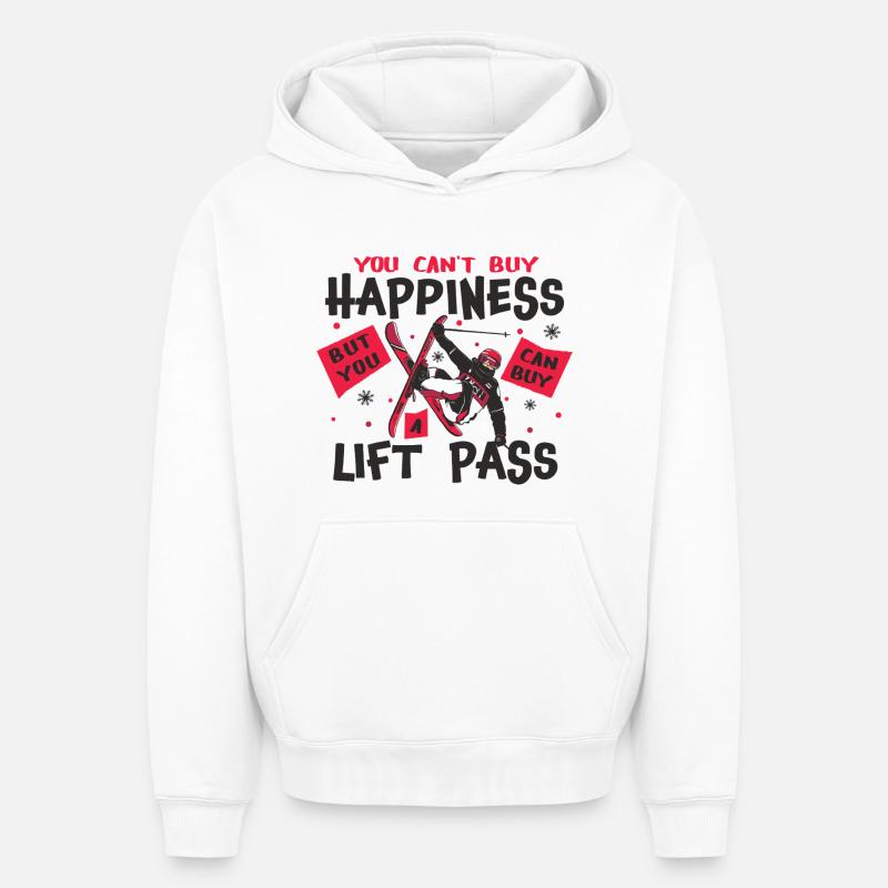 Ski Freeski Happy - Sweat à capuche unisexe oversize épais SPREAD - blanc