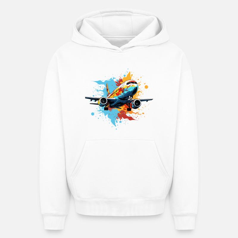Flugzeug Graffiti - Oversized Heavyweight Unisex Hoodie - Weiß