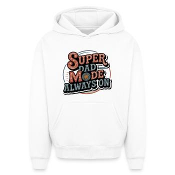 Mode Super Dad toujours actif - Sweat à capuche unisexe oversize épais SPREAD - blanc - Devant - AI Model Female 172 dark (172cm) & AI Model Male 185 light (185cm)