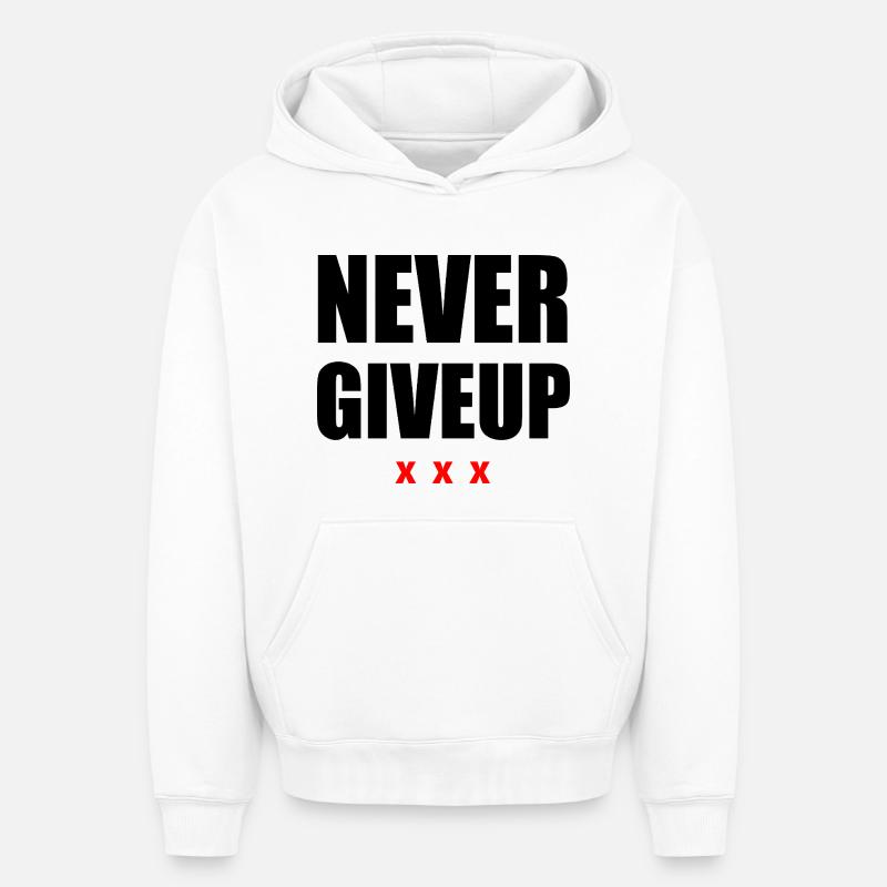 Ne jamais abandonner le noir/rouge - Sweat à capuche unisexe oversize épais SPREAD - blanc