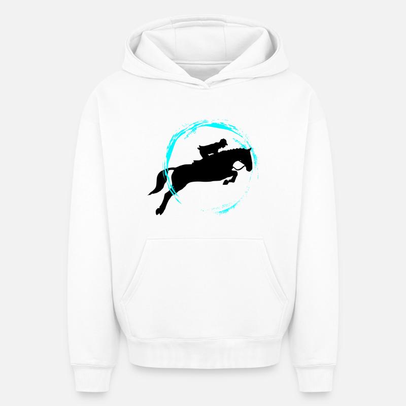 équitation - Sweat à capuche unisexe oversize épais SPREAD - blanc