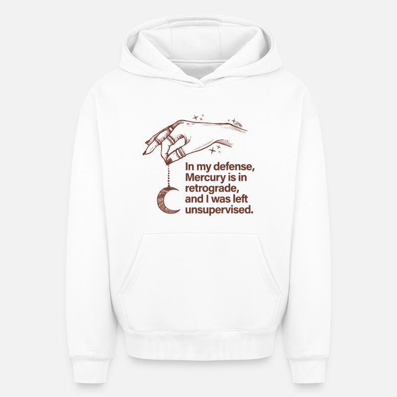 Mercure rétrograde - Sweat à capuche unisexe oversize épais SPREAD - blanc