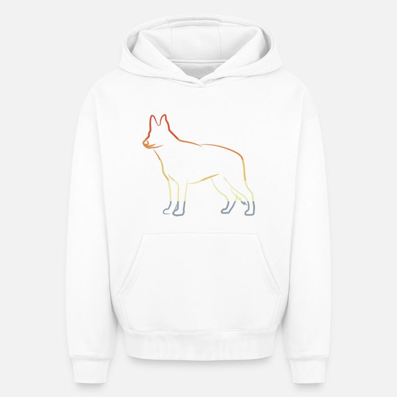 Dessin de berger allemand - Sweat à capuche unisexe oversize épais SPREAD - blanc