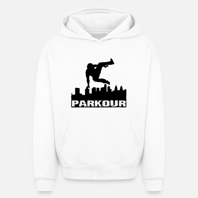 Parkour - Sweat à capuche unisexe oversize épais SPREAD - blanc