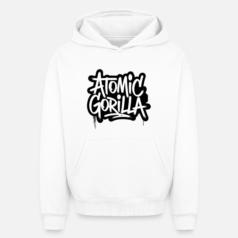 Gorille atomique - Sweat à capuche unisexe oversize épais SPREAD - blanc