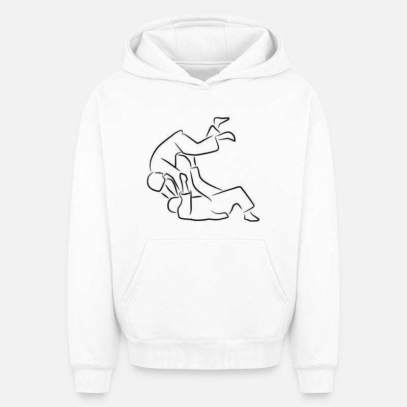 Judo - Sweat à capuche unisexe oversize épais SPREAD - blanc
