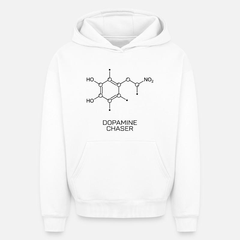 Dopamine Chaser Molecule - Oversized Heavyweight Unisex Hoodie - white