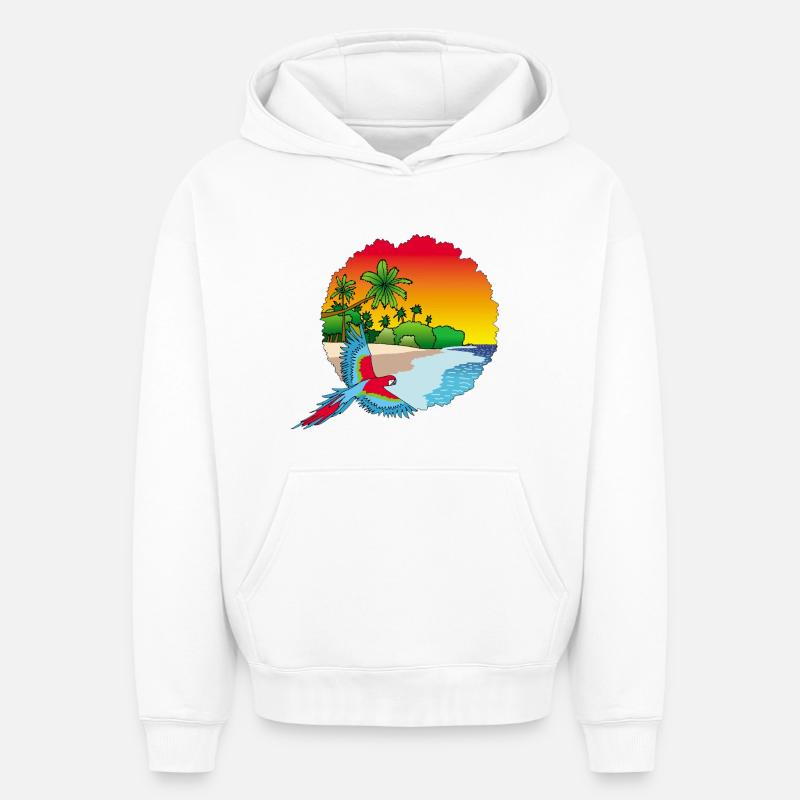 Retour au paradis - Sweat à capuche unisexe oversize épais SPREAD - blanc