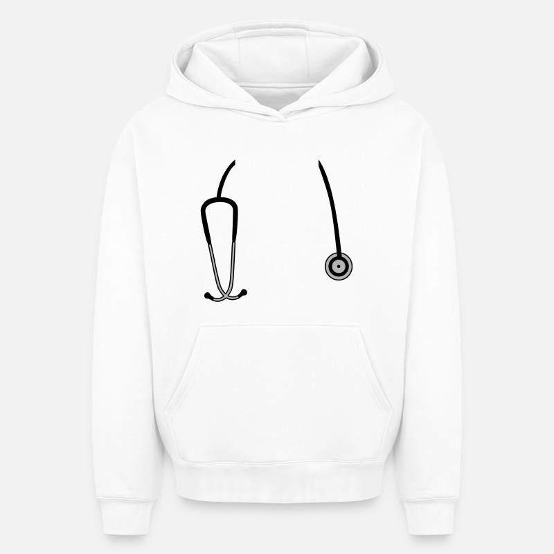 Stéthoscope - Sweat à capuche unisexe oversize épais SPREAD - blanc