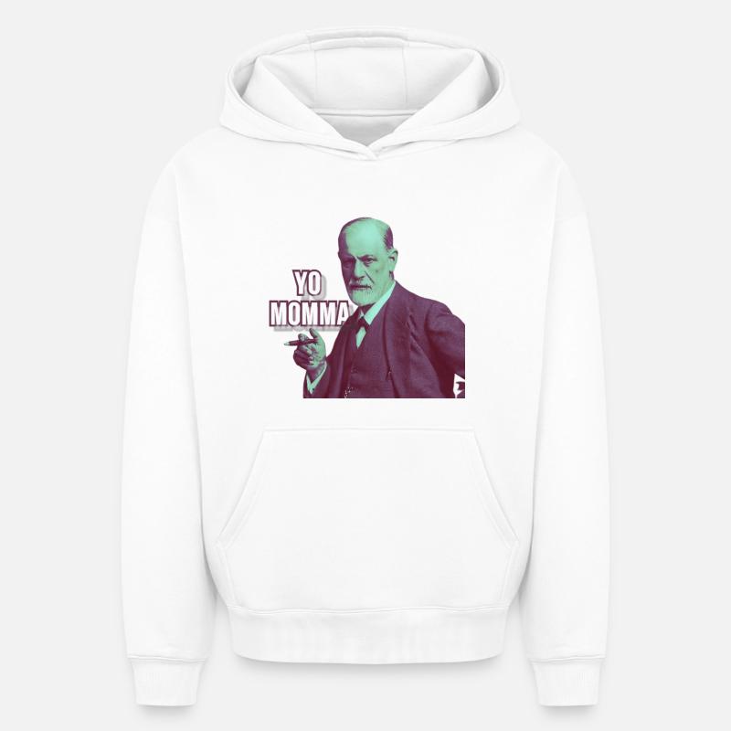 Freud - Yo Momma - Sweat à capuche unisexe oversize épais SPREAD - blanc