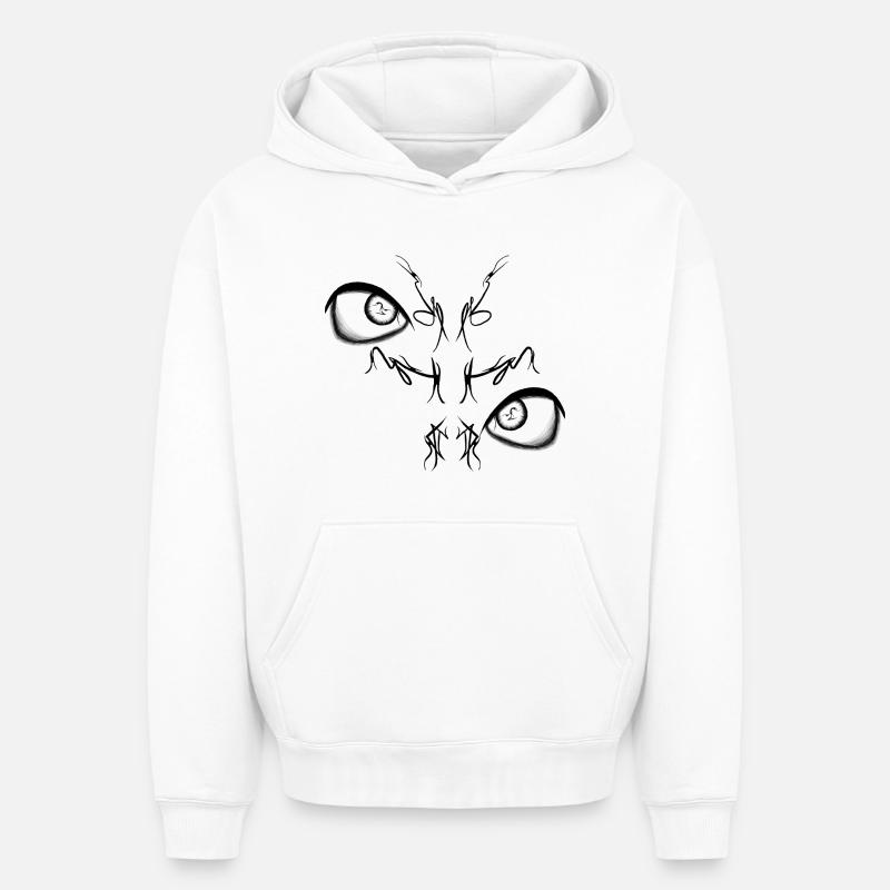 Night Bird Duo Lights - Sweat à capuche unisexe oversize épais SPREAD - blanc