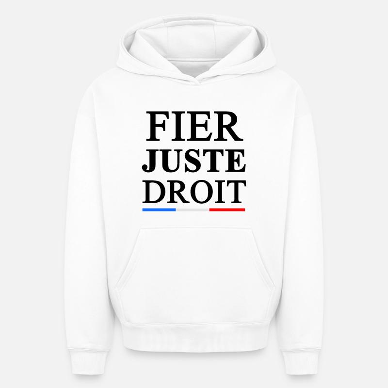 FIER_JUSTE_DROIT - Sweat à capuche unisexe oversize épais SPREAD - blanc