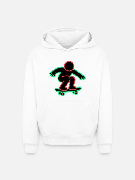 Neon Skateboarder Line Art - Oversized Heavyweight Unisex Hoodie - white