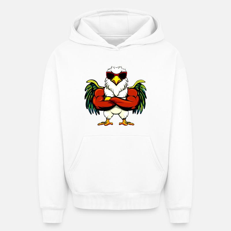 Adler Fitness - Sweat à capuche unisexe oversize épais SPREAD - blanc