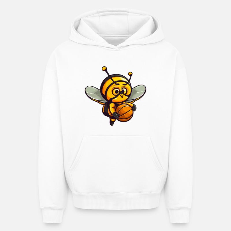 Basketball Bee - Sweat à capuche unisexe oversize épais SPREAD - blanc
