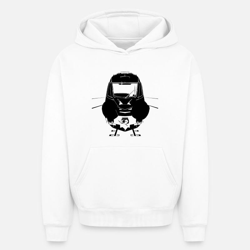 Chemin de fer - Sweat à capuche unisexe oversize épais SPREAD - blanc