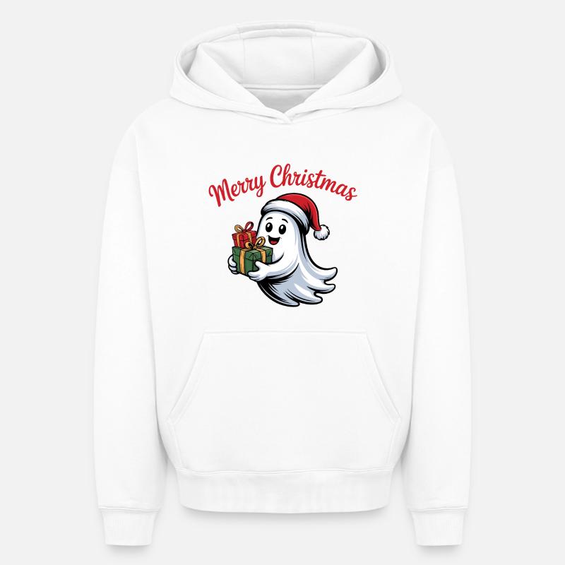 Weihnachtsgeist mit Geschenken - Sweat à capuche unisexe oversize épais SPREAD - blanc