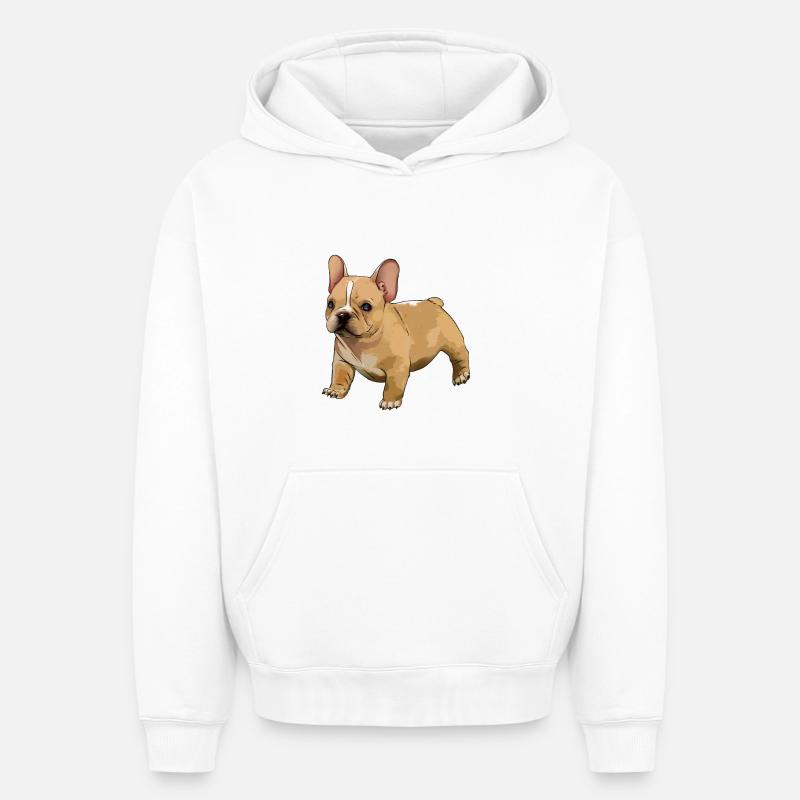 bouledogue français - Sweat à capuche unisexe oversize épais SPREAD - blanc
