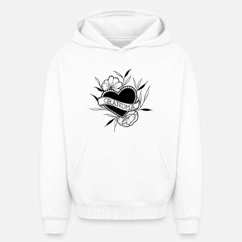 grand-mère - Sweat à capuche unisexe oversize épais SPREAD - blanc