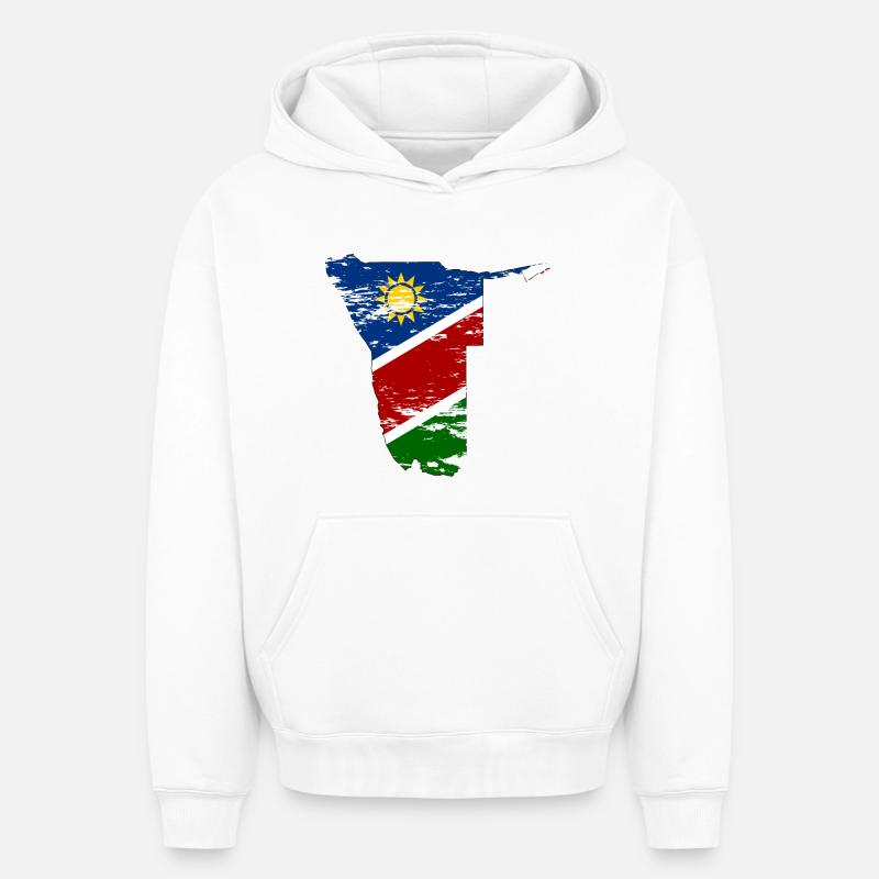 Carte de Namibie utilisée - Sweat à capuche unisexe oversize épais SPREAD - blanc