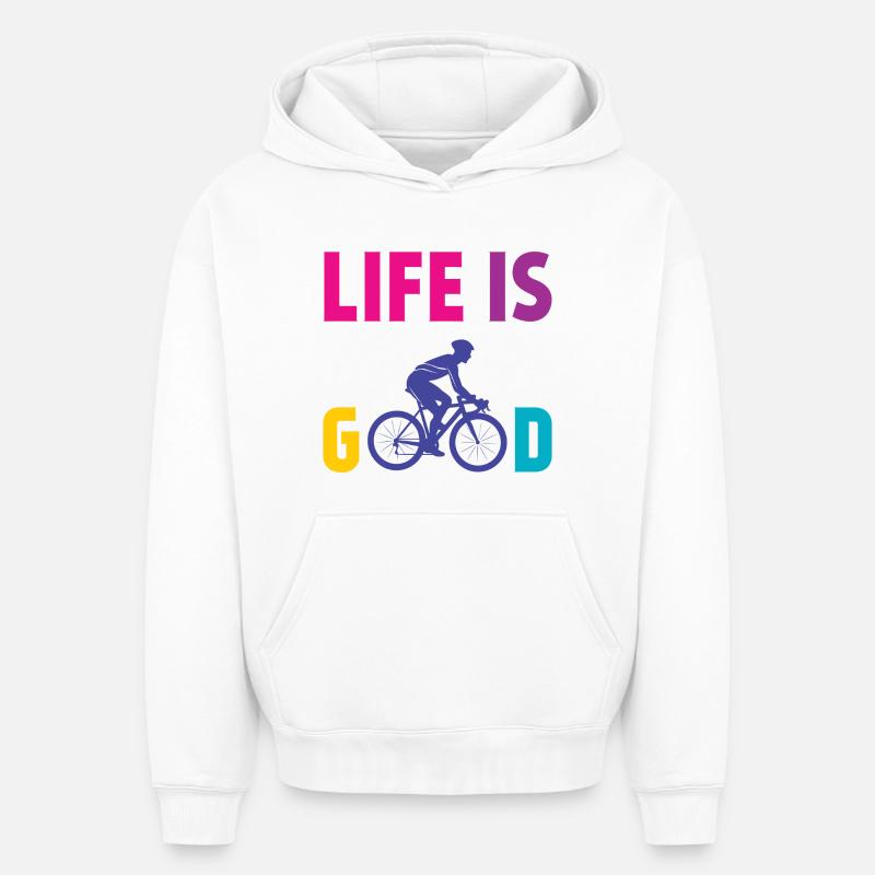 Cyclisme - La vie est belle - Sweat à capuche unisexe oversize épais SPREAD - blanc