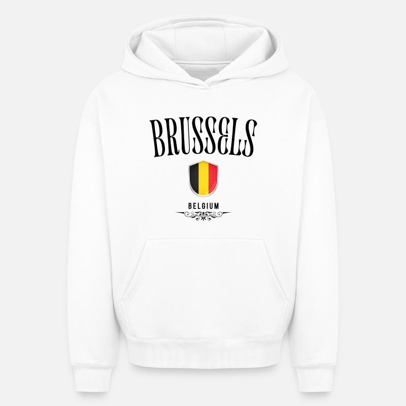 Souvenir Bruxelles, design élégant Bruxelles - Sweat à capuche unisexe oversize épais SPREAD - blanc
