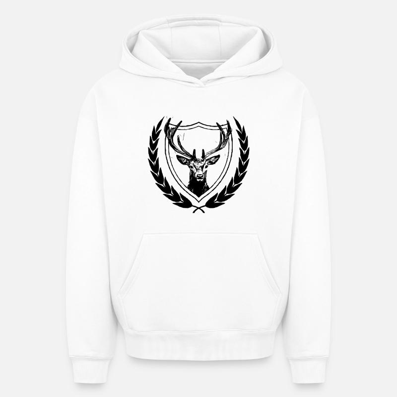 Cerf - Sweat à capuche unisexe oversize épais SPREAD - blanc