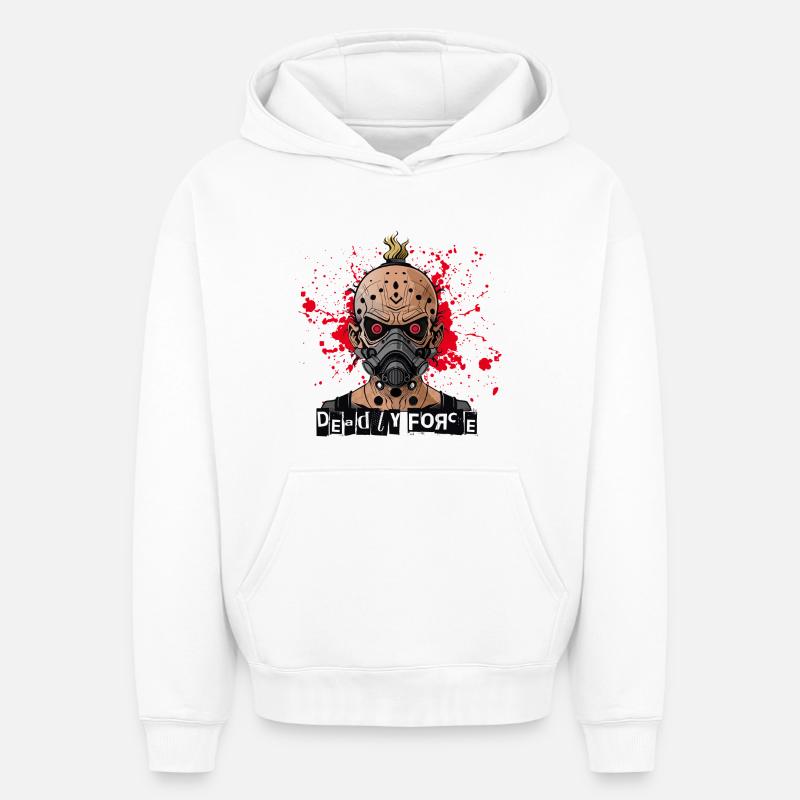 cyberpunk - Force mortelle - Sweat à capuche unisexe oversize épais SPREAD - blanc