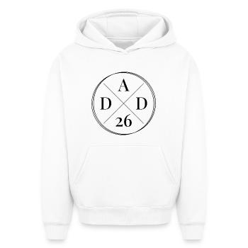 Papa 26 Bébé Papa Cadeau Fête des Pères Papa 2026 - Sweat à capuche unisexe oversize épais SPREAD - blanc - Devant - AI Model Female 172 dark (172cm) & AI Model Male 185 light (185cm)