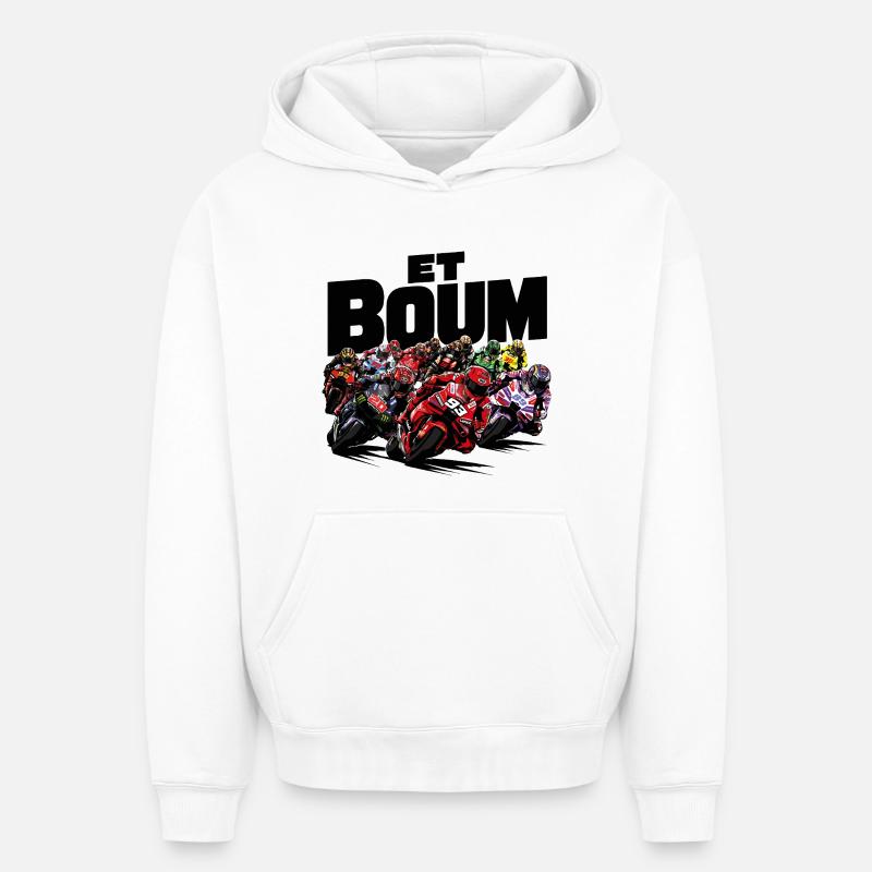 ET BOUM - Sweat à capuche unisexe oversize épais SPREAD - blanc