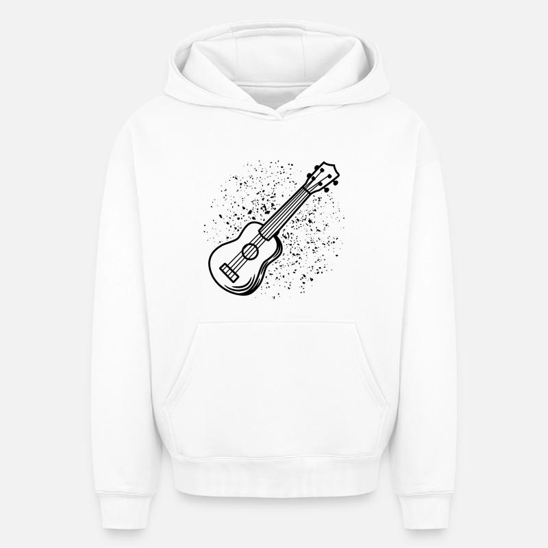 Dessin de ukulélé - Sweat à capuche unisexe oversize épais SPREAD - blanc