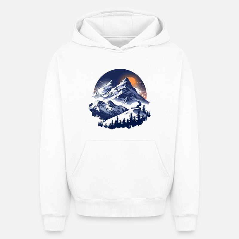 Graphismes de snowboard - Sweat à capuche unisexe oversize épais SPREAD - blanc