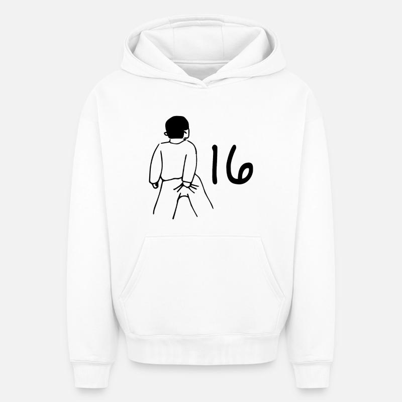 16e anniversaire - 16 ans - Sweat à capuche unisexe oversize épais SPREAD - blanc