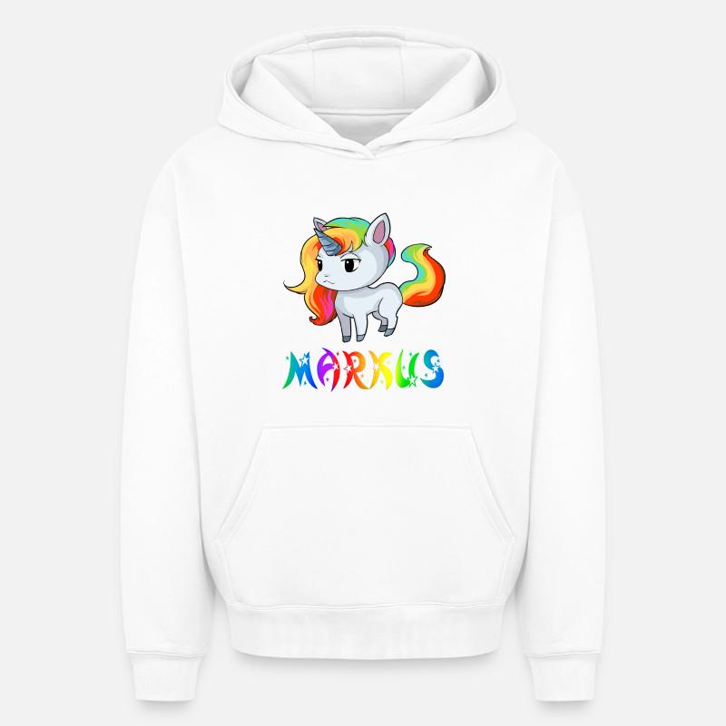 Einhorn Markus - Sweat à capuche unisexe oversize épais SPREAD - blanc