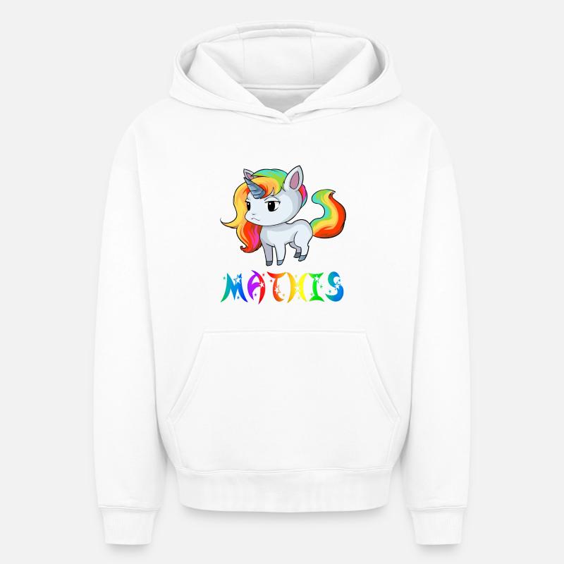 Einhorn Mathis - Sweat à capuche unisexe oversize épais SPREAD - blanc