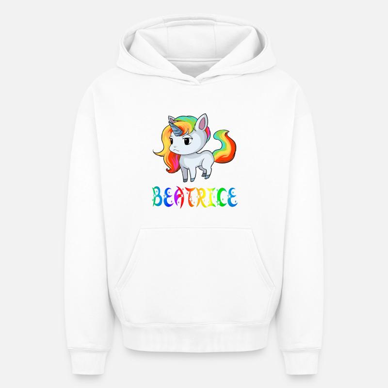 Einhorn Beatrice - Sweat à capuche unisexe oversize épais SPREAD - blanc