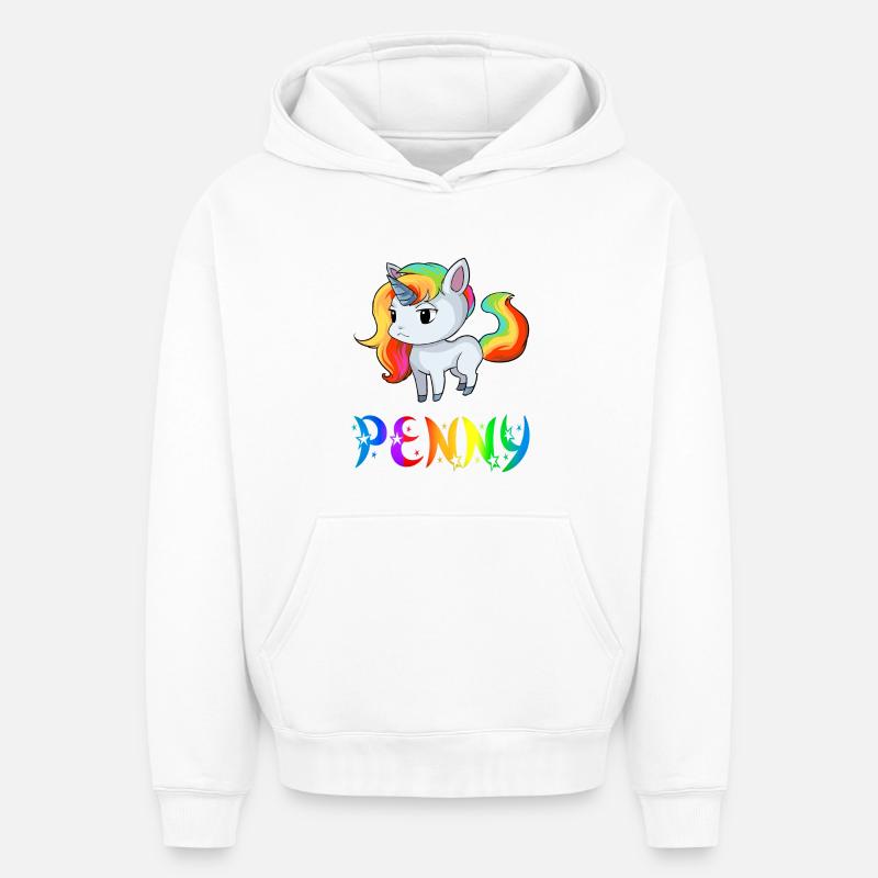 Penny Unicorn - Sweat à capuche unisexe oversize épais SPREAD - blanc