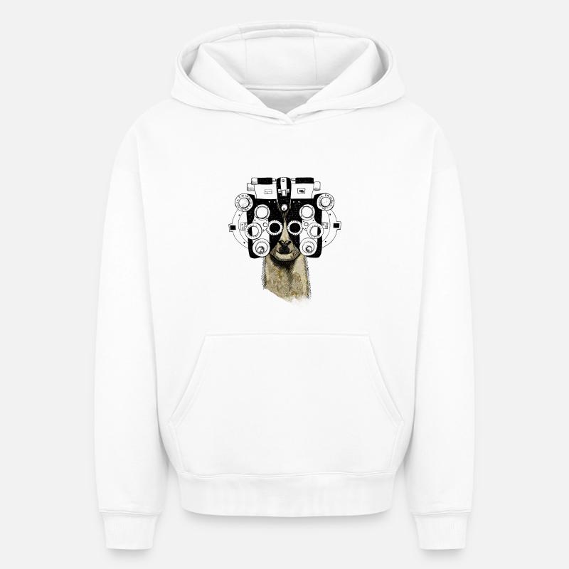 Alpaga & Phoropter - Sweat à capuche unisexe oversize épais SPREAD - blanc
