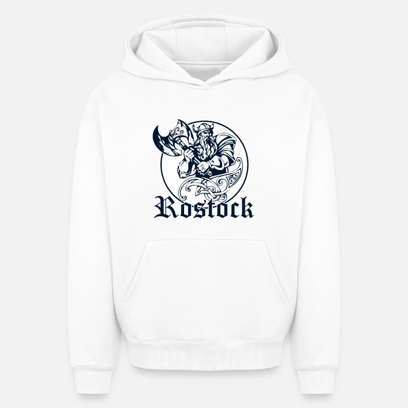 Rostock - Design - Sweat à capuche unisexe oversize épais SPREAD - blanc
