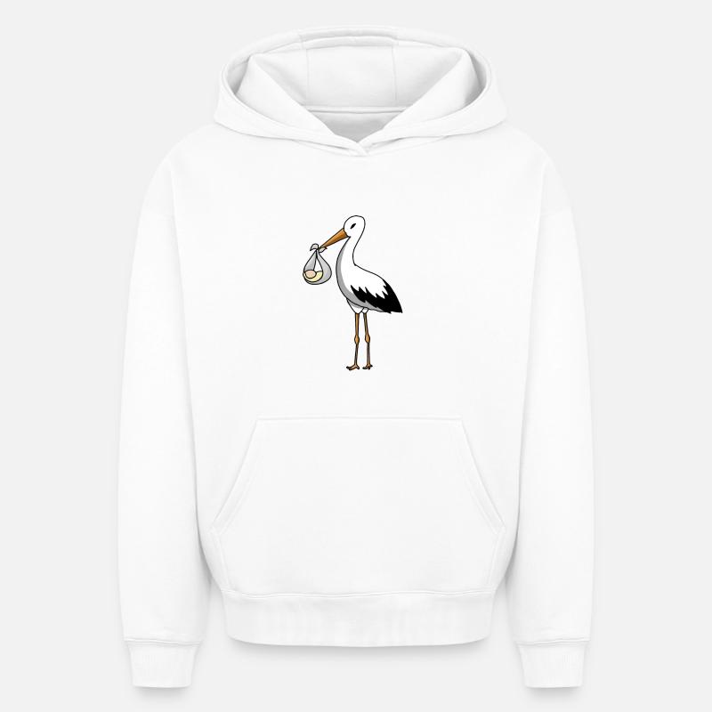 La cigogne amène le bébé - Sweat à capuche unisexe oversize épais SPREAD - blanc