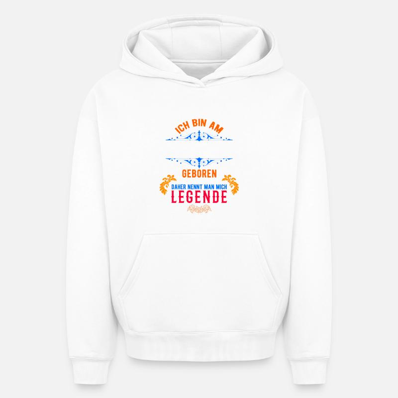 date de naissance - Sweat à capuche unisexe oversize épais SPREAD - blanc