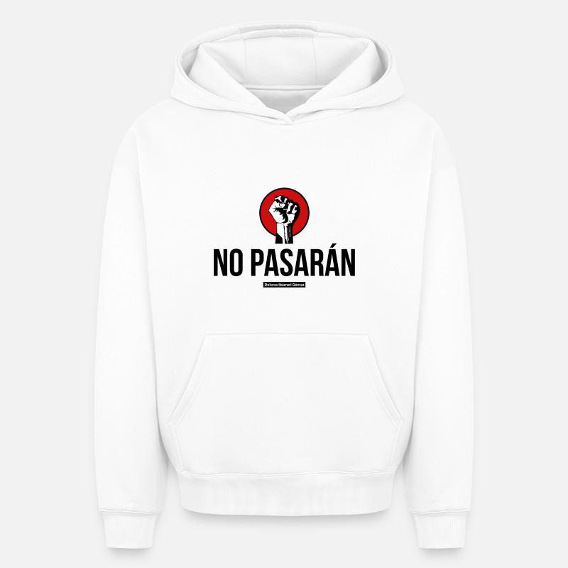KEIN PASARAN - Oversized Heavyweight Unisex Hoodie - Weiß